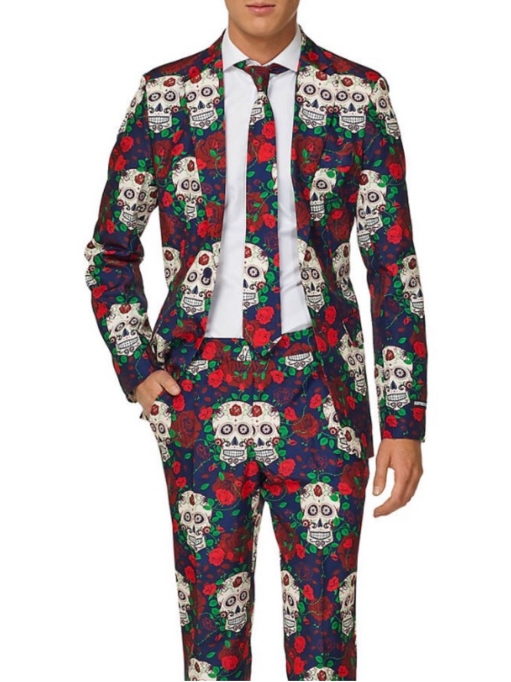 Suitmeister Day Of the Dead Suit With Tie M Skulls Pattern NWOT
